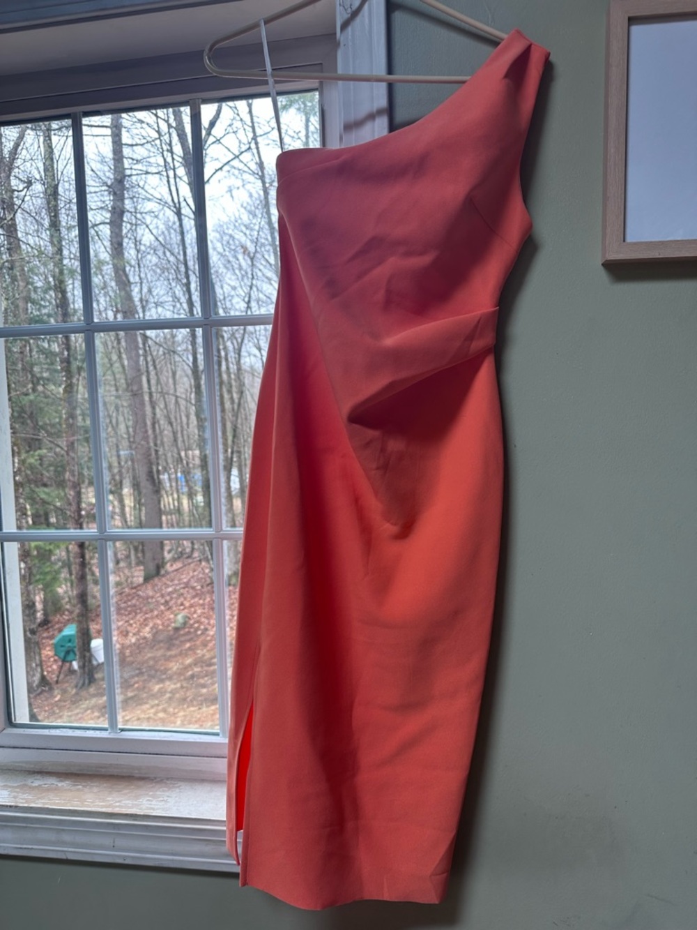 Petal & Pup One-Shoulder Coral-Orange Midi Dress